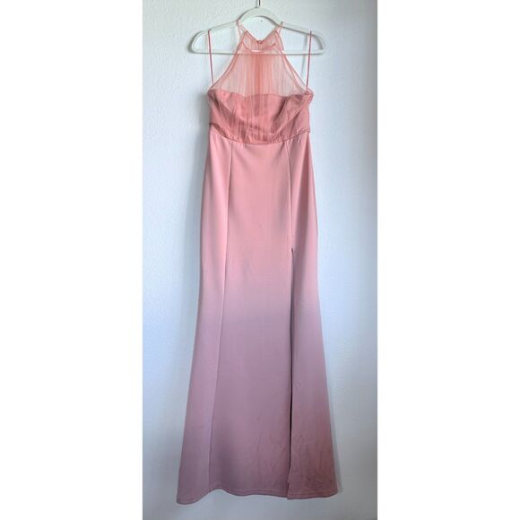 NWT Showpo. Still Love You Mermaid Maxi Dress in Dusty Rose Sheer Halter Size 6 - Picture 6 of 13